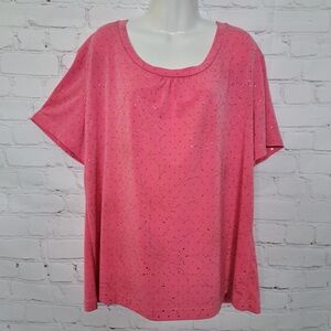 Southern Lady Coral Pink Metallic Sparkle Top Size XL